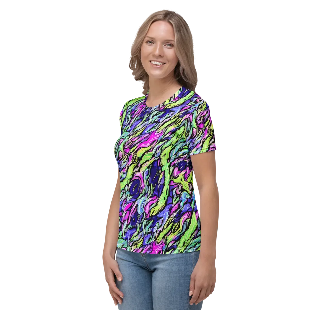 Fluoro Current on Women's Crew Neck T-Shirt — Left