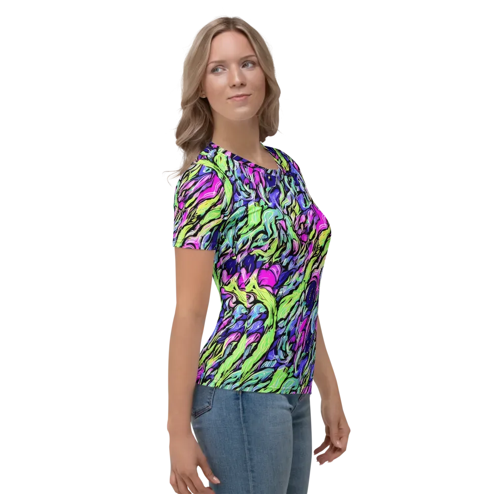 Fluoro Current on Women's Crew Neck T-Shirt — Right