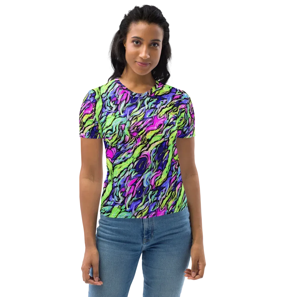 Fluoro Current on Women's Crew Neck T-Shirt — Front