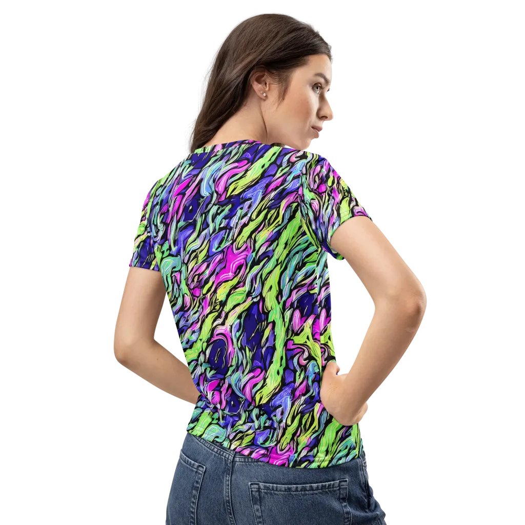 Fluoro Current on Women's Crew Neck T-Shirt — Back