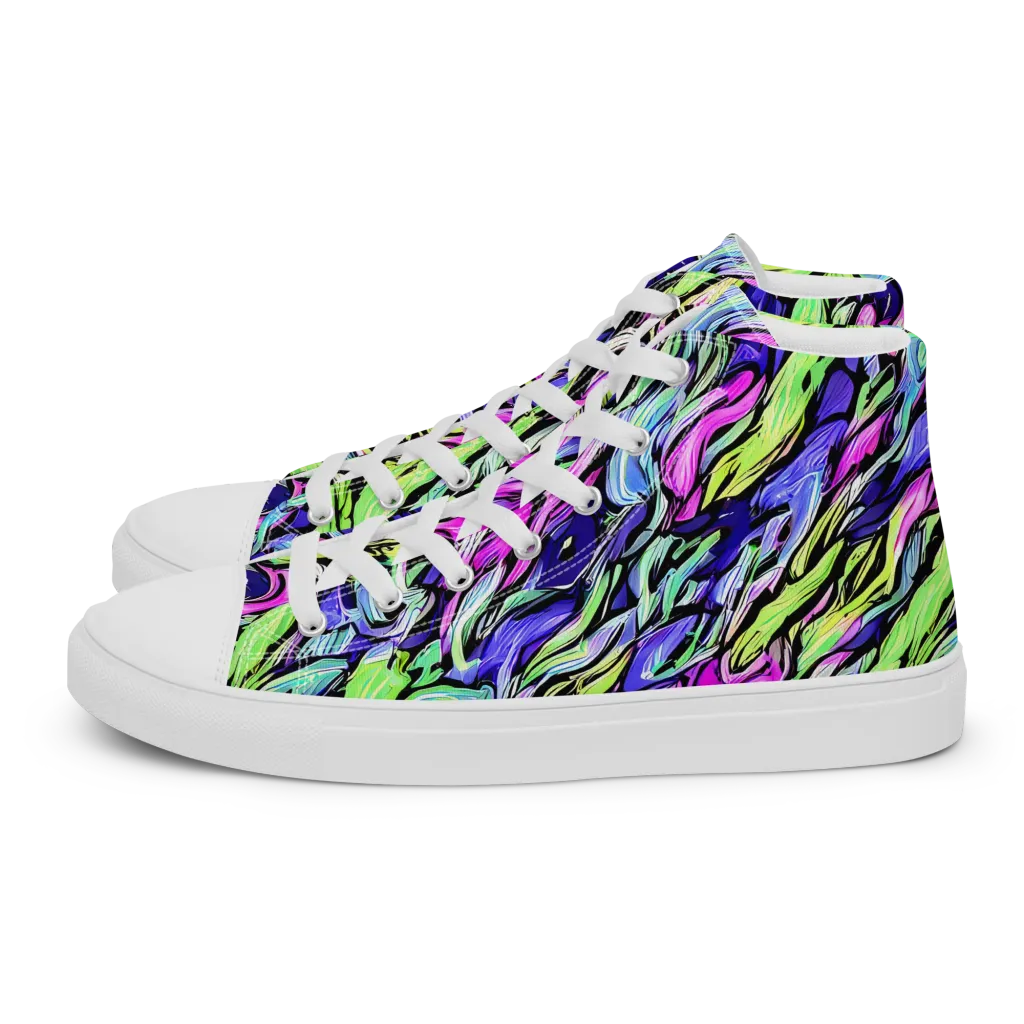Fluoro Current on Women's High Top Canvas Shoes — Left