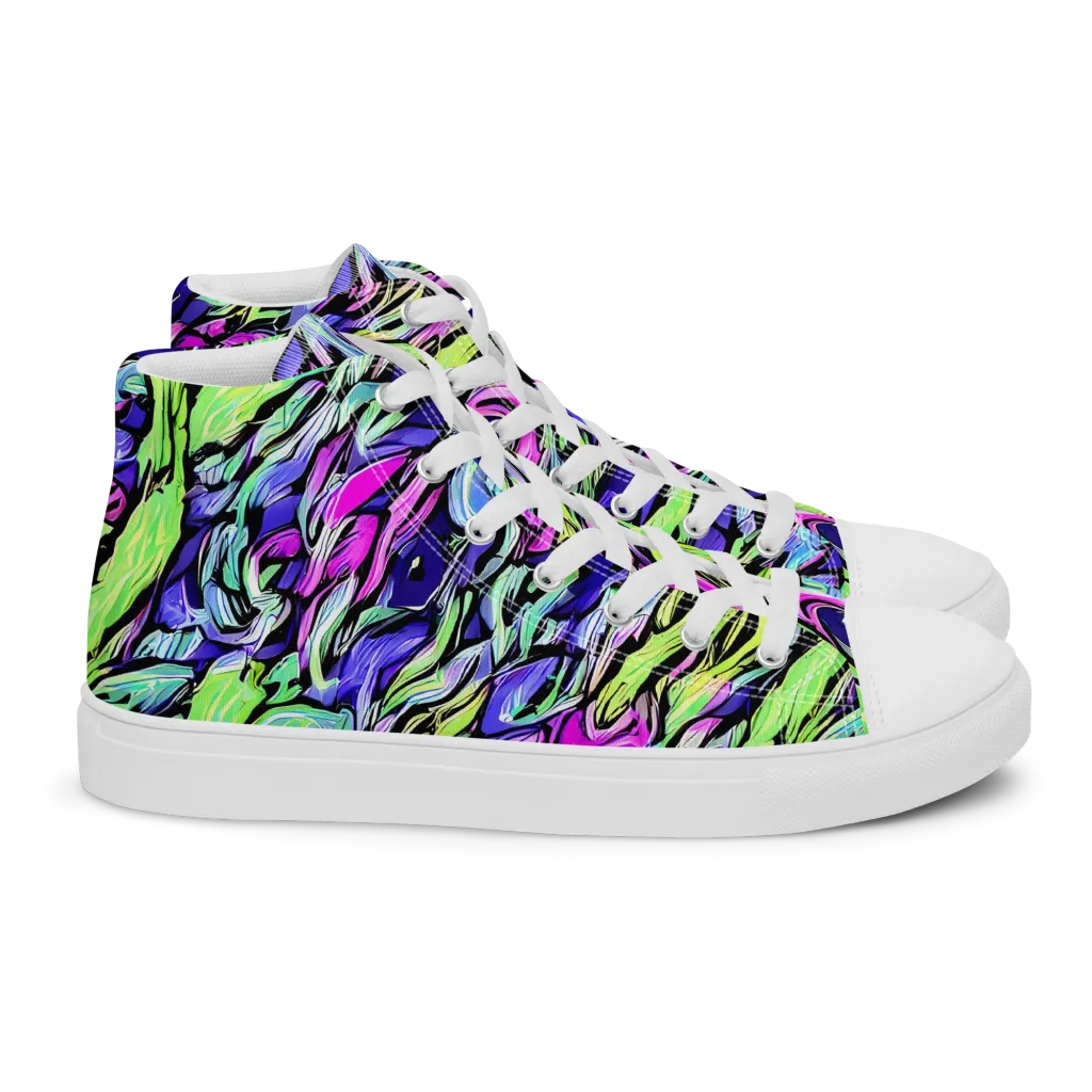 Fluoro Current on Women's High Top Canvas Shoes — Right