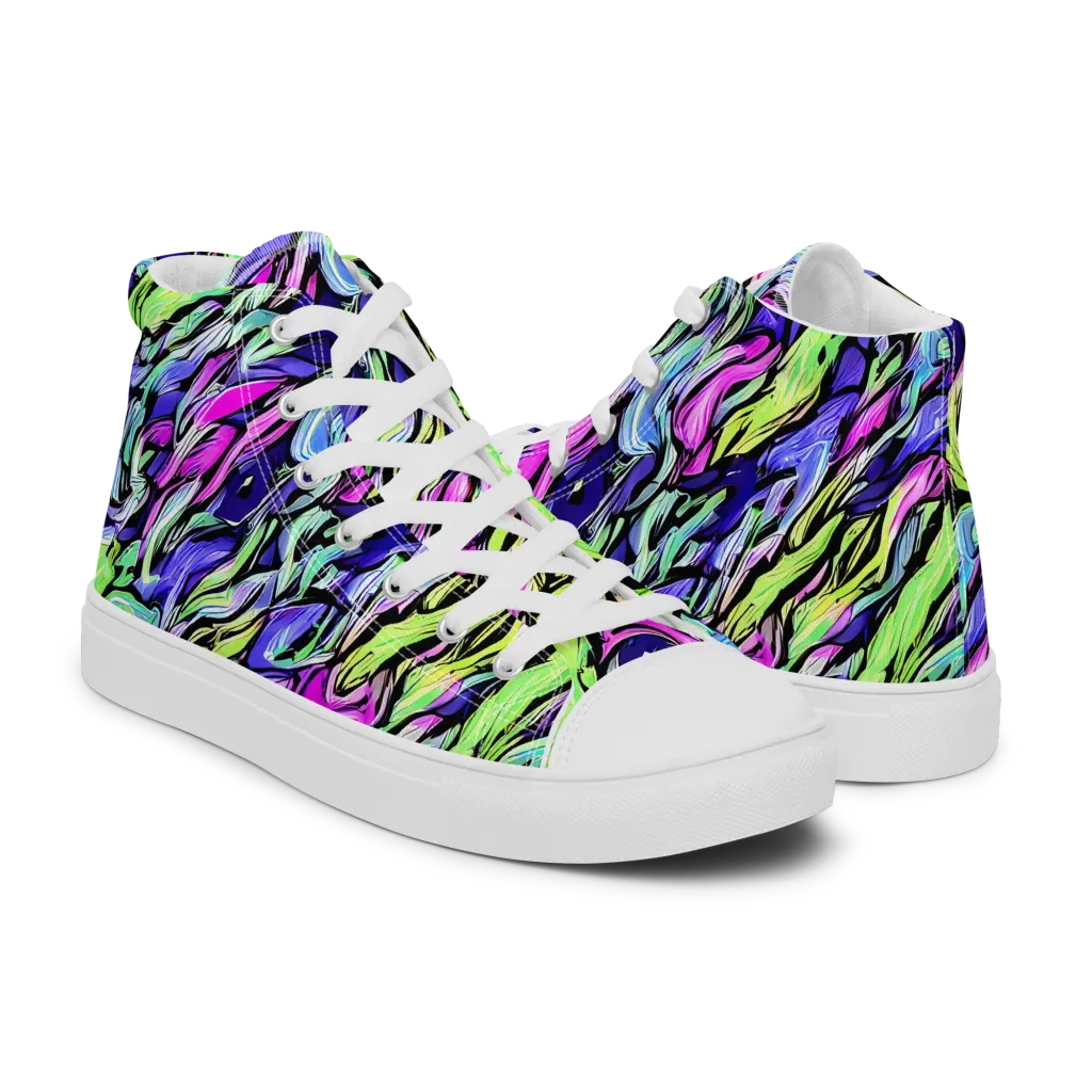 Fluoro Current on Women's High Top Canvas Shoes — Right