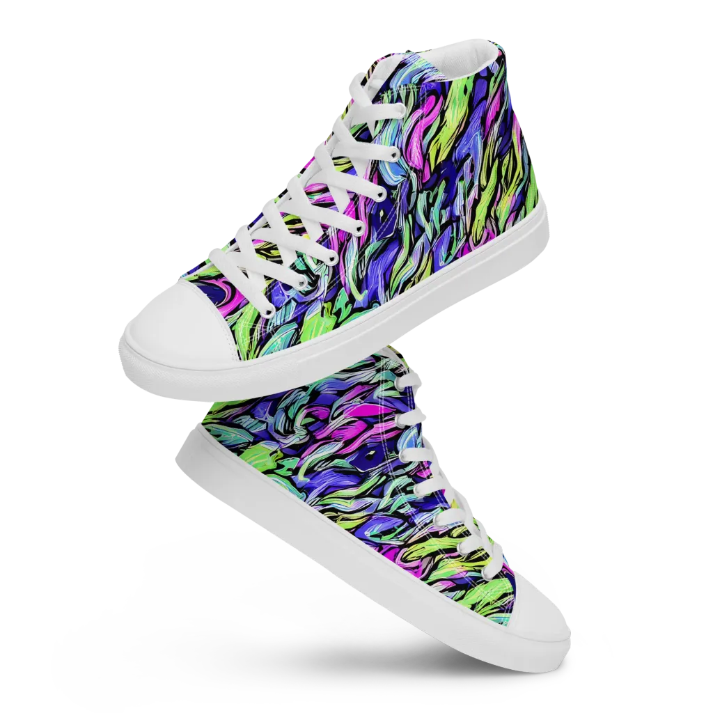 Fluoro Current on Women's High Top Canvas Shoes — Front