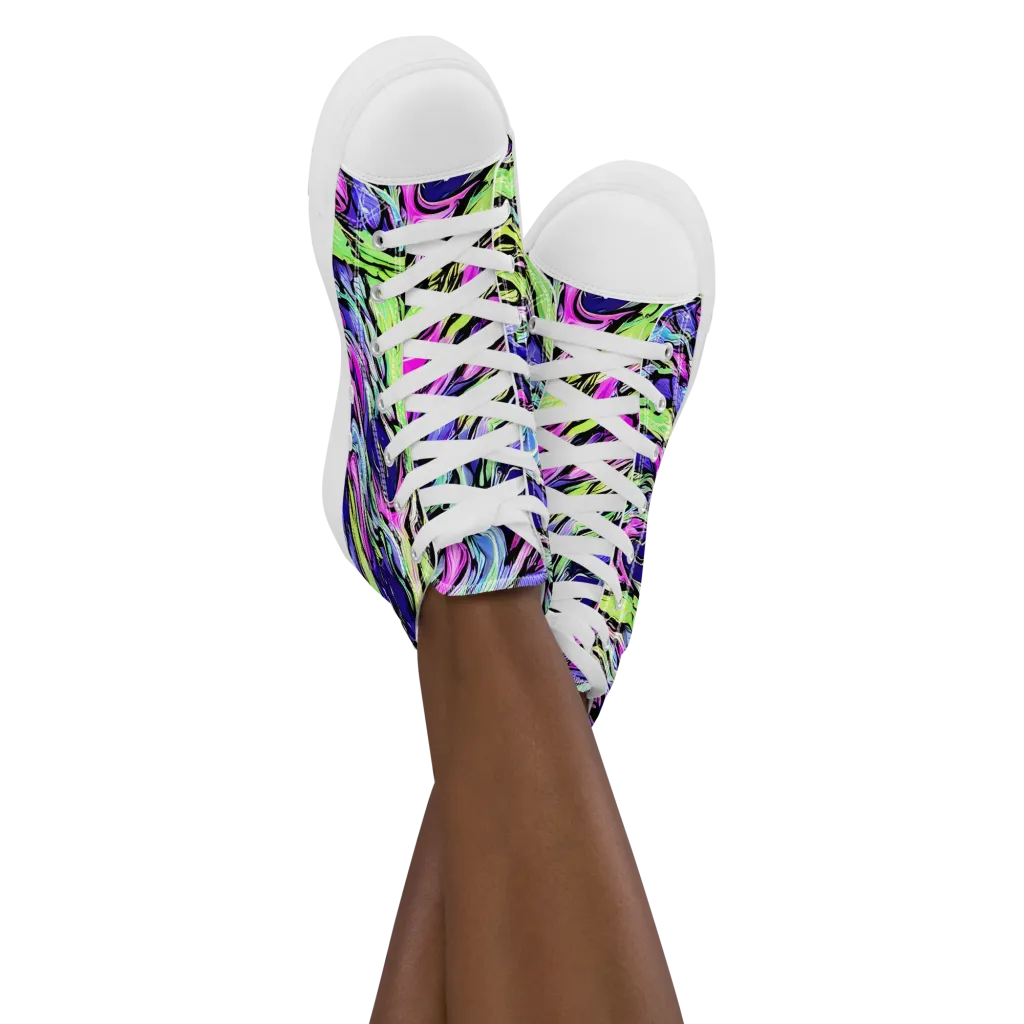 Fluoro Current on Women's High Top Canvas Shoes — Front