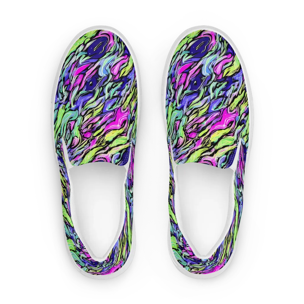 Fluoro Current on Men's Slip-On Canvas Shoes — Front