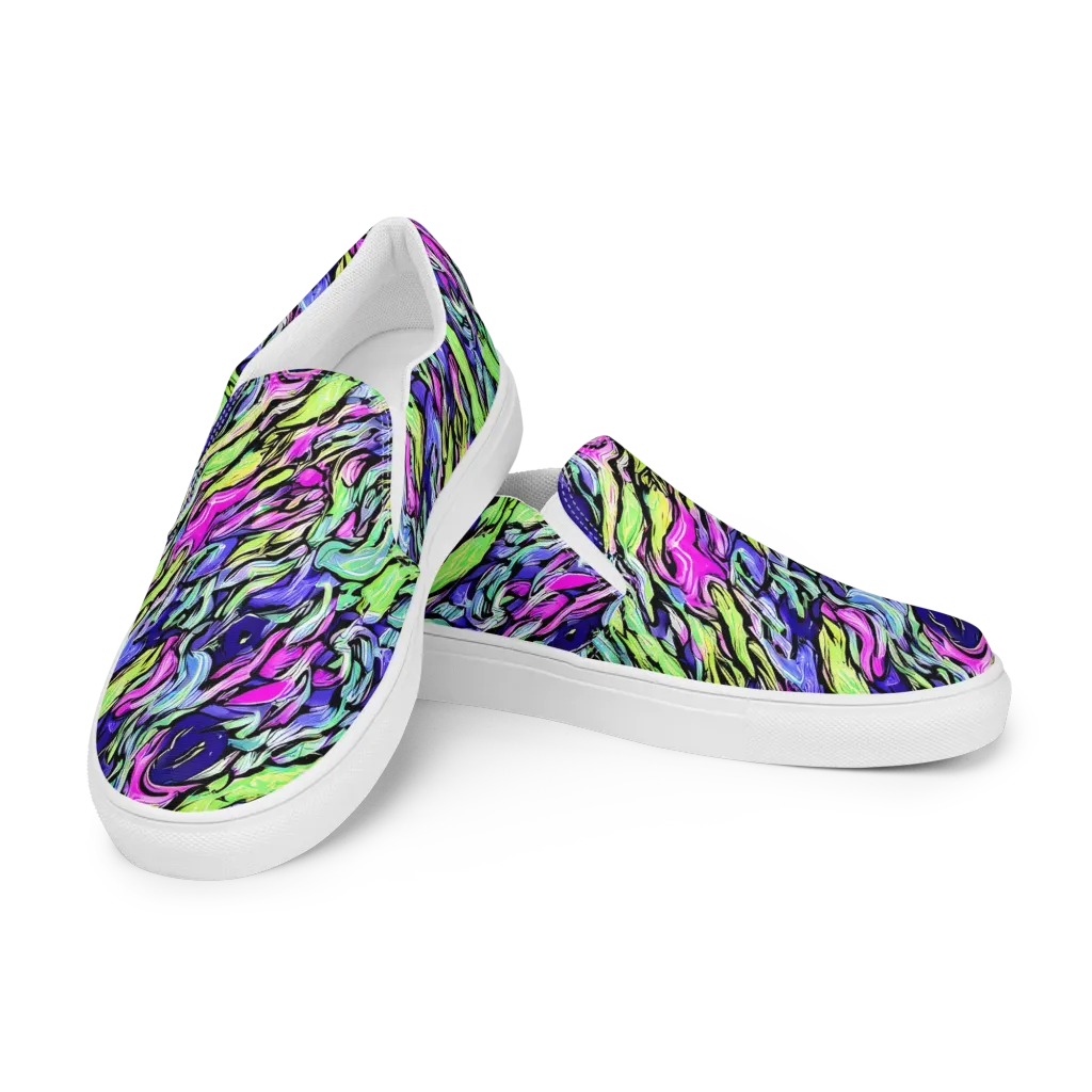 Fluoro Current on Men's Slip-On Canvas Shoes — Left Front