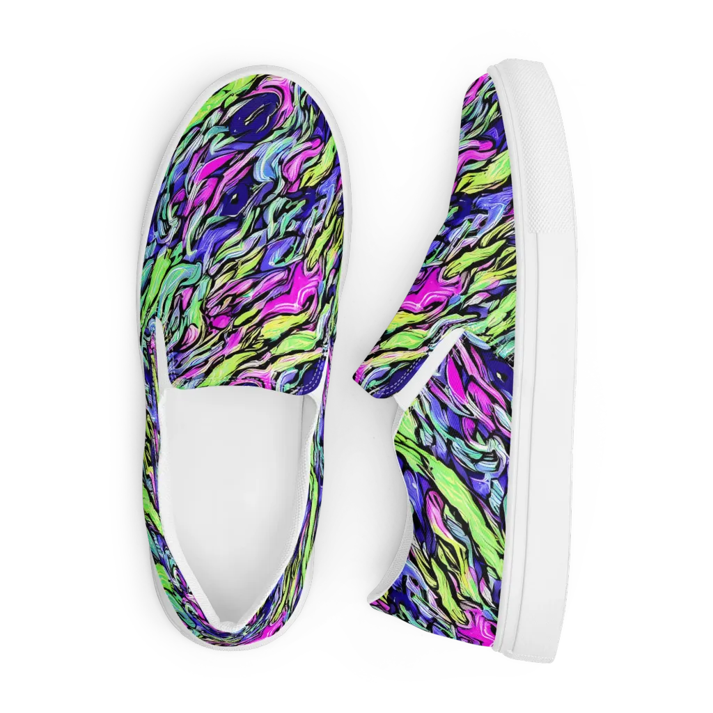 Fluoro Current on Men's Slip-On Canvas Shoes — Front