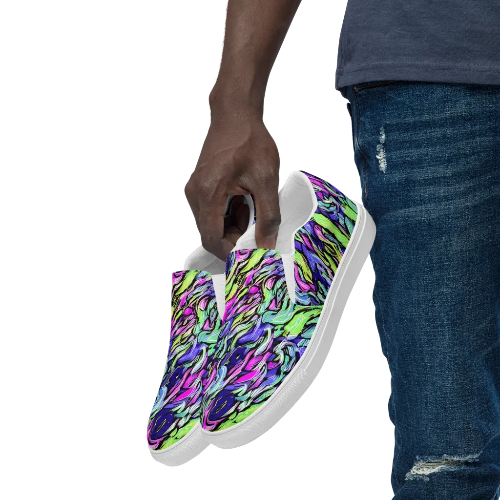 Fluoro Current on Men's Slip-On Canvas Shoes — Left Front