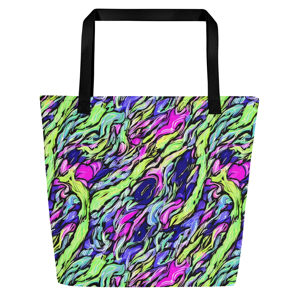 Fluoro Current on Large Tote Bag W/ Pocket — Front