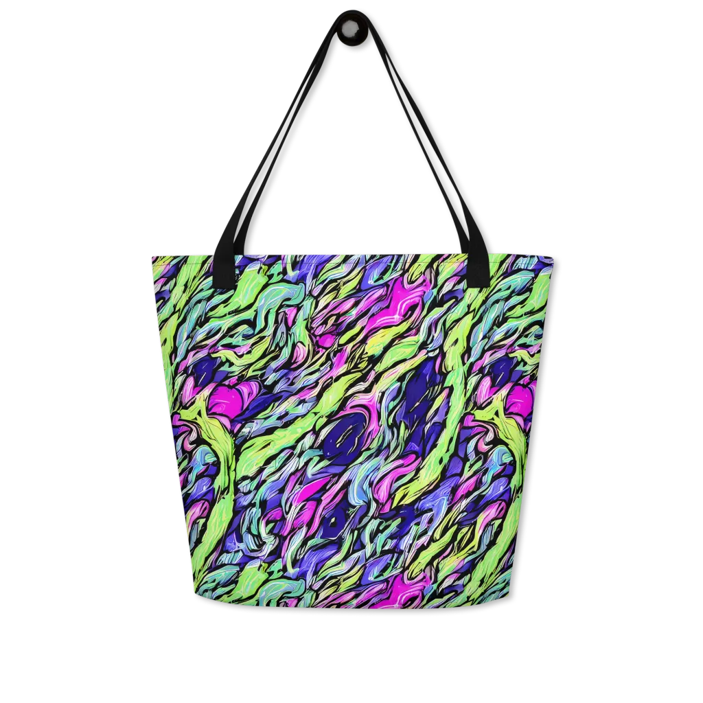 Fluoro Current on Large Tote Bag W/ Pocket — Front