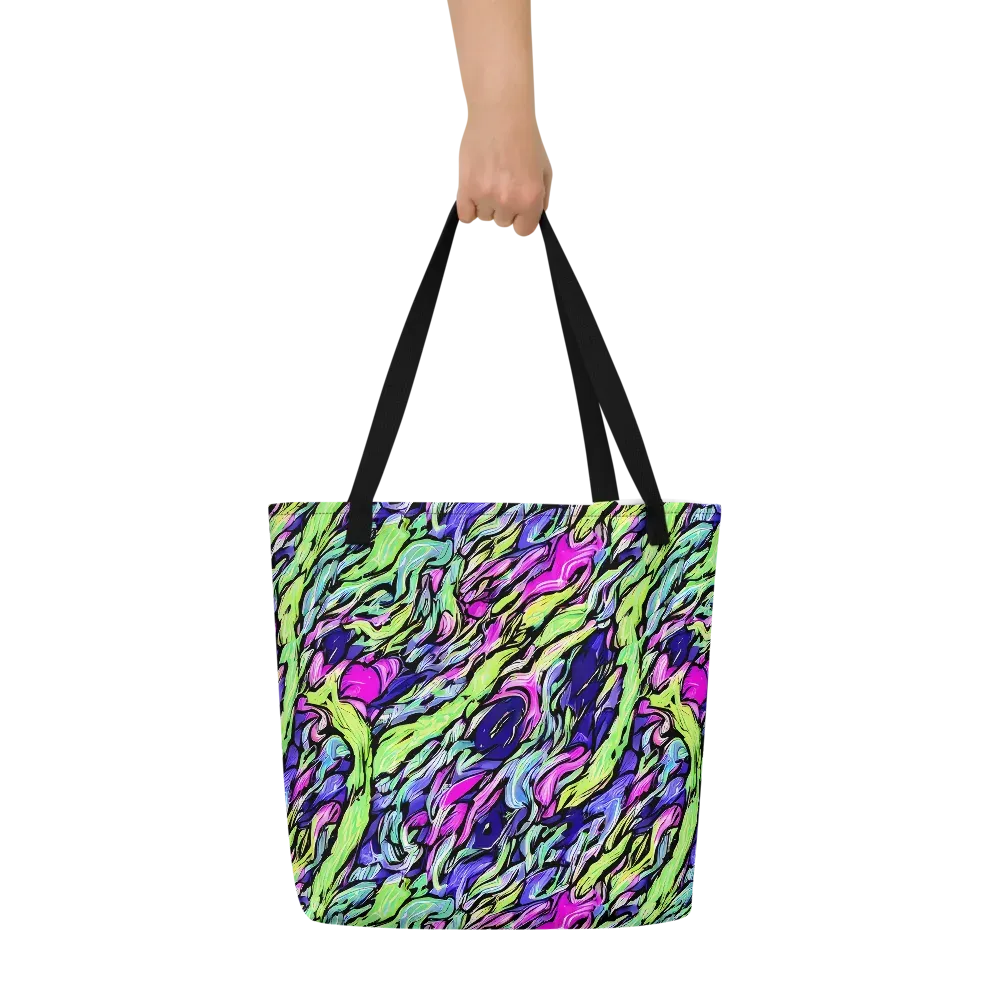 Fluoro Current on Large Tote Bag W/ Pocket — Front