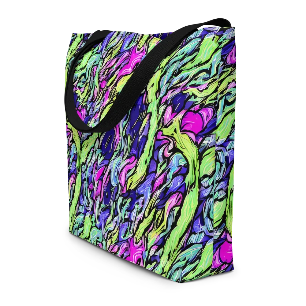 Fluoro Current on Large Tote Bag W/ Pocket — Front