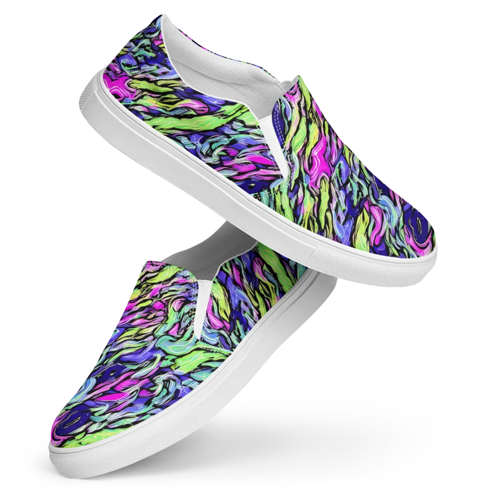 Fluoro Current on Women's Slip-On Canvas Shoes — Front