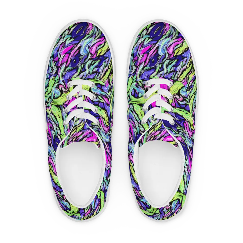 Fluoro Current on Men's Lace-Up Canvas Shoes — Front