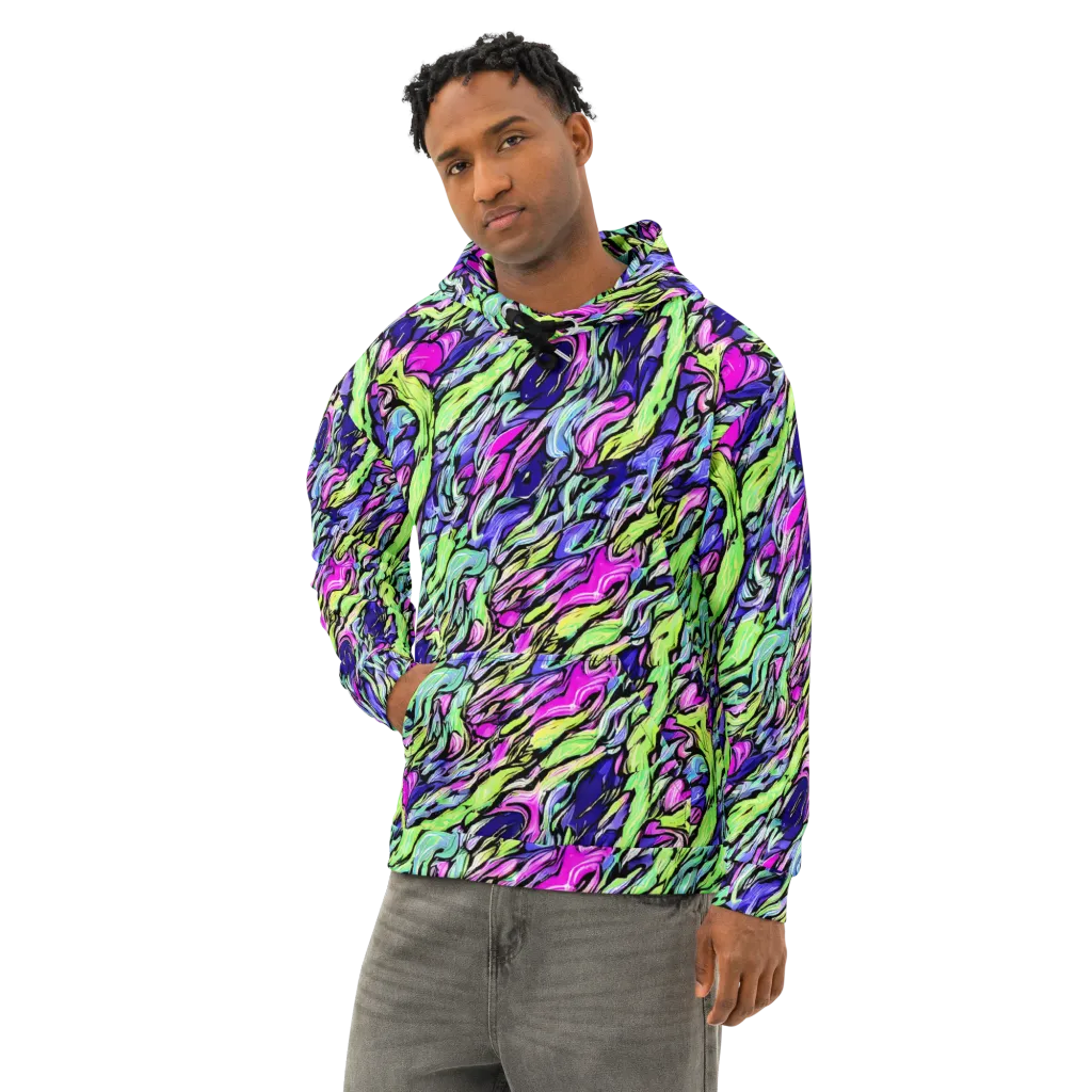 Fluoro Current on Cotton Hoodie — Left Front
