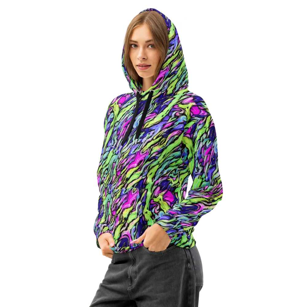 Fluoro Current on Cotton Hoodie — Left Front