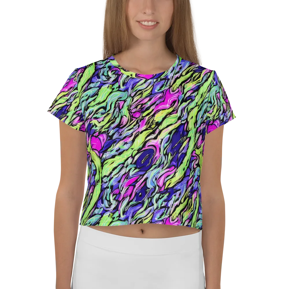 Fluoro Current on Crop Tee — Front