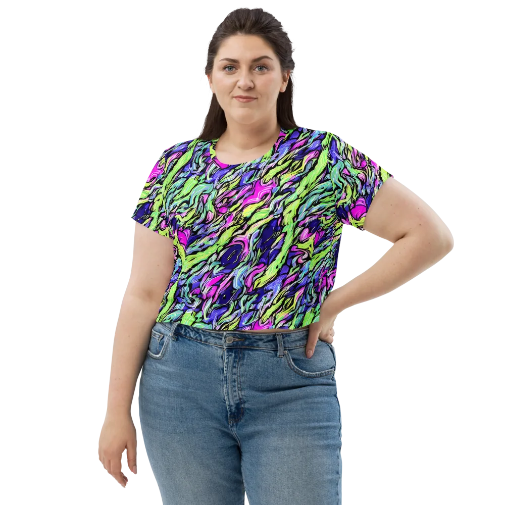 Fluoro Current on Crop Tee — Front
