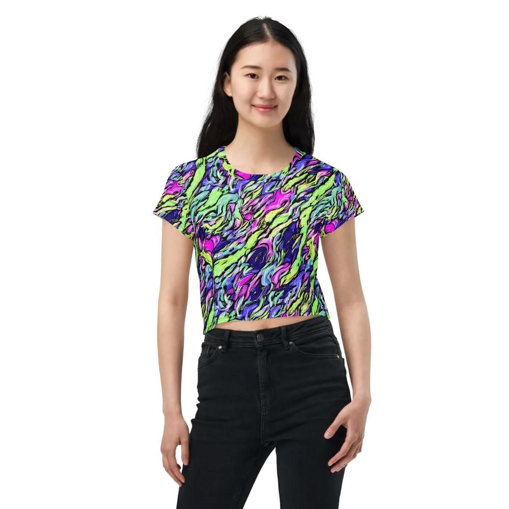 Fluoro Current on Crop Tee — Front