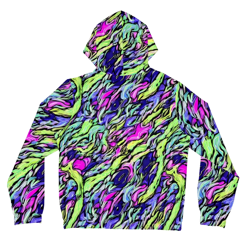 Fluoro Current on Women's Full-Zip Hoodie — Back