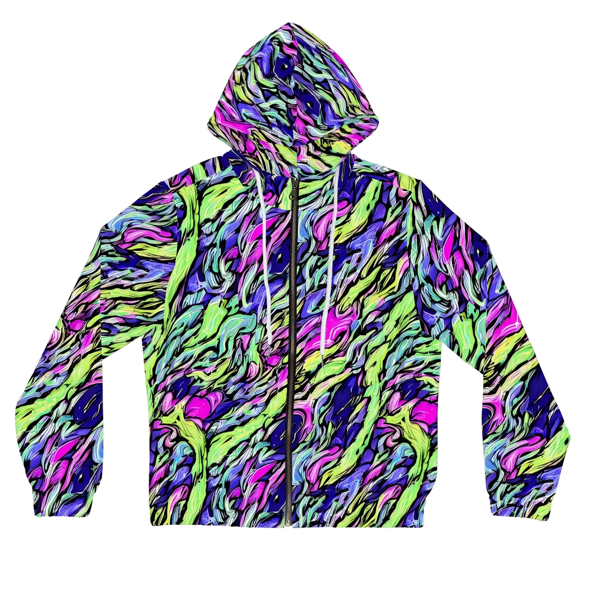 Fluoro Current on Women's Full-Zip Hoodie — Front