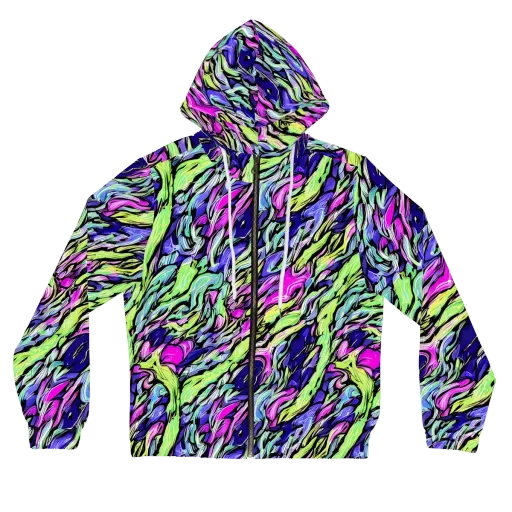 Fluoro Current on a Women's Full-Zip Hoodie