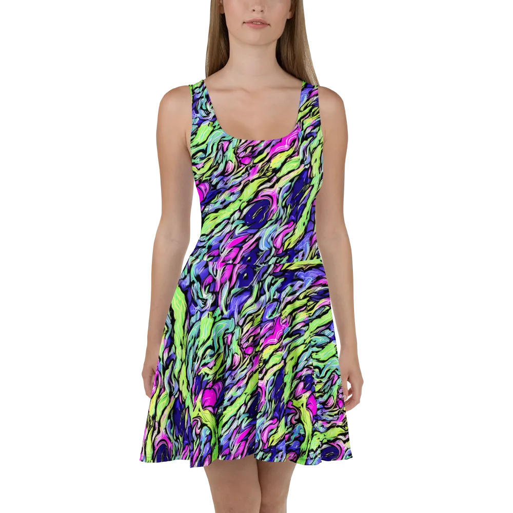 Fluoro Current on Skater Dress — Front