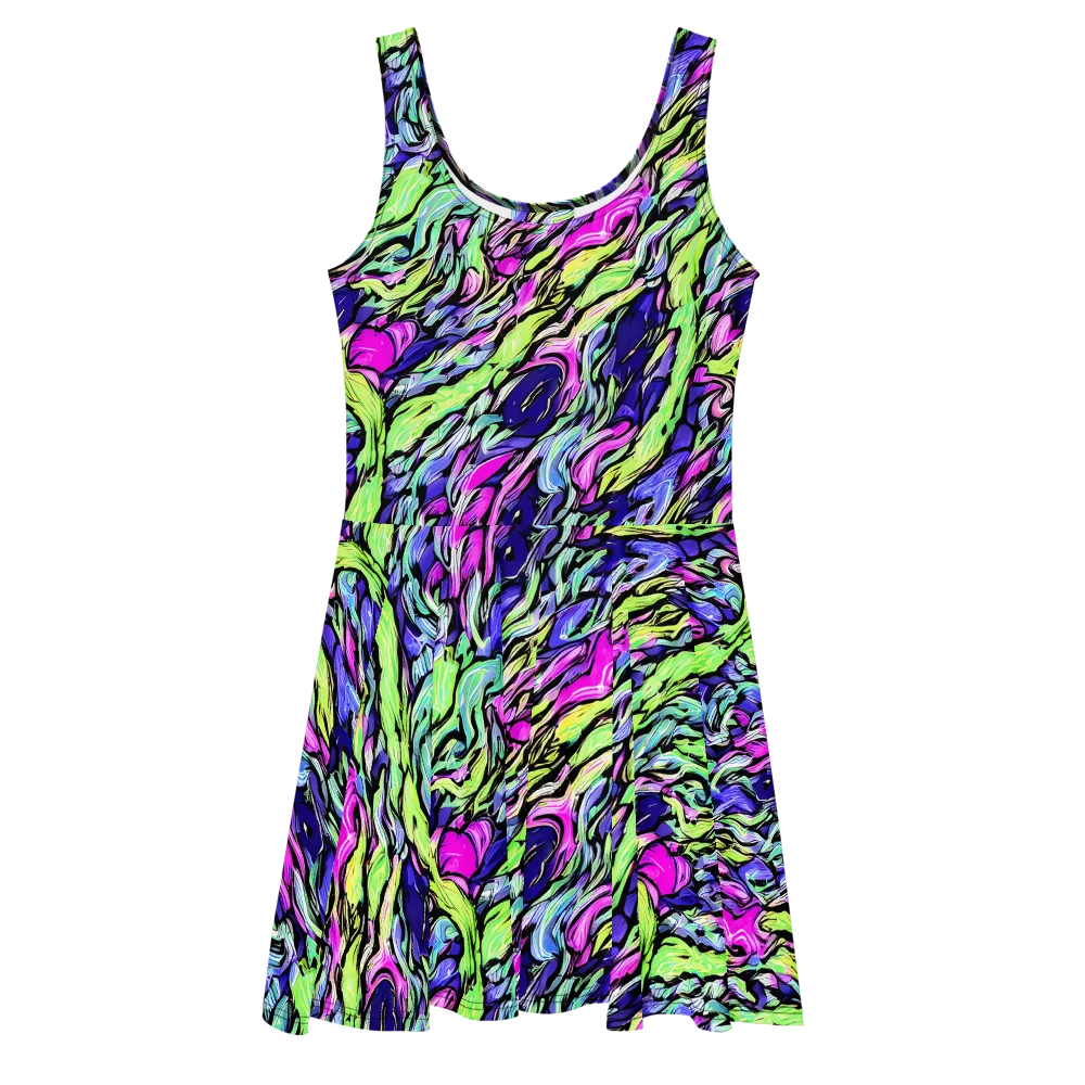 Fluoro Current on Skater Dress — Front