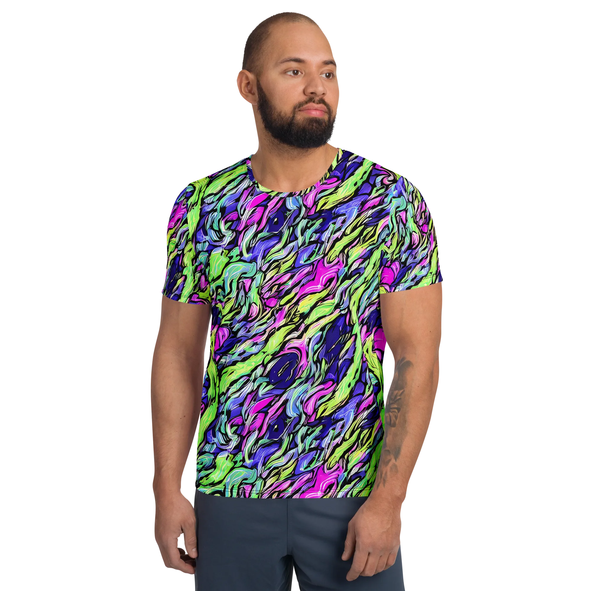 Fluoro Current on Men's Athletic T-Shirt — Front