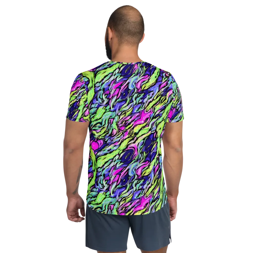 Fluoro Current on Men's Athletic T-Shirt — Back