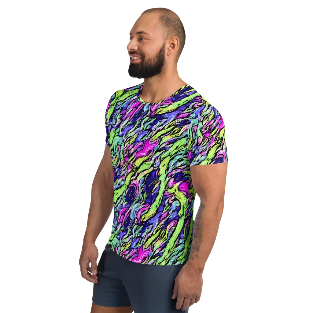 Fluoro Current on Men's Athletic T-Shirt — Left