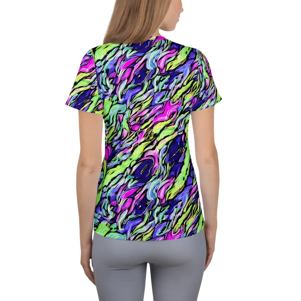 Fluoro Current on Women's Athletic T-Shirt — Back