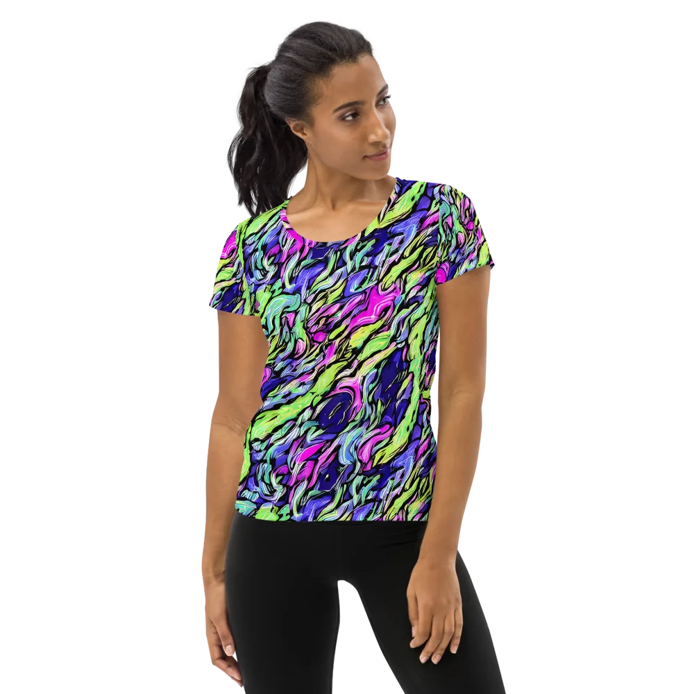Fluoro Current on Women's Athletic T-Shirt — Front