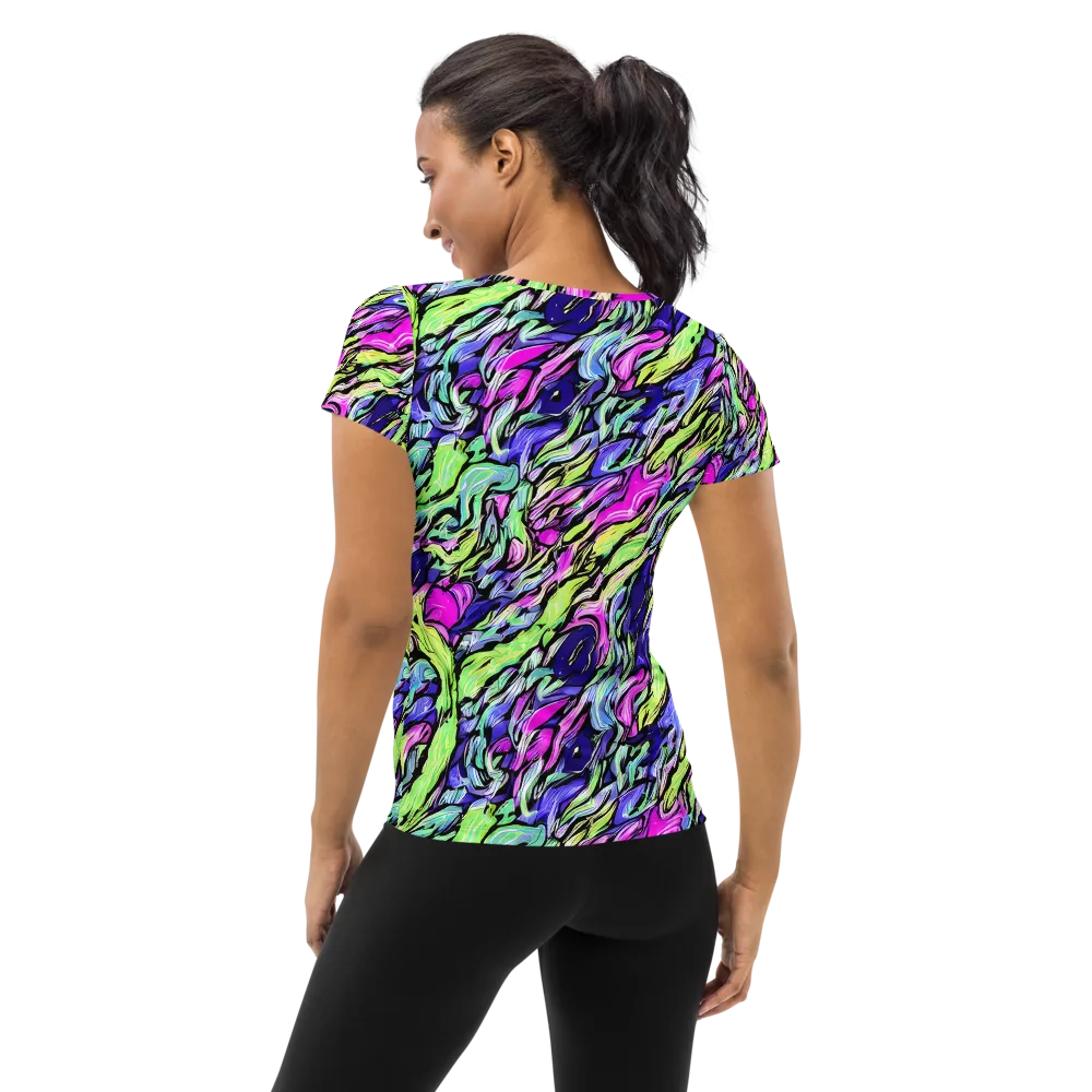 Fluoro Current on Women's Athletic T-Shirt — Back