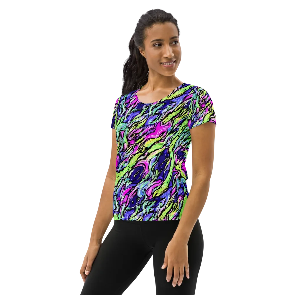 Fluoro Current on Women's Athletic T-Shirt — Left
