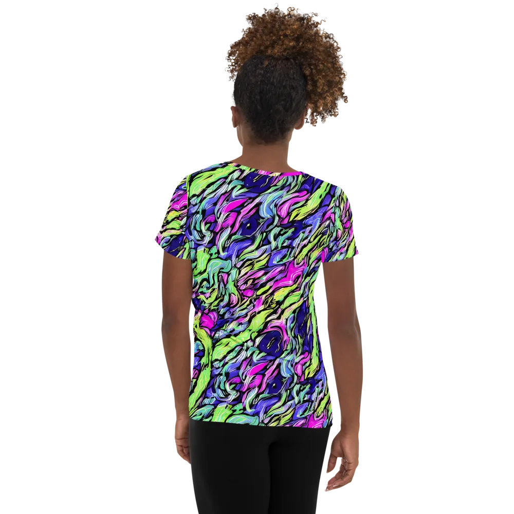 Fluoro Current on Women's Athletic T-Shirt — Back