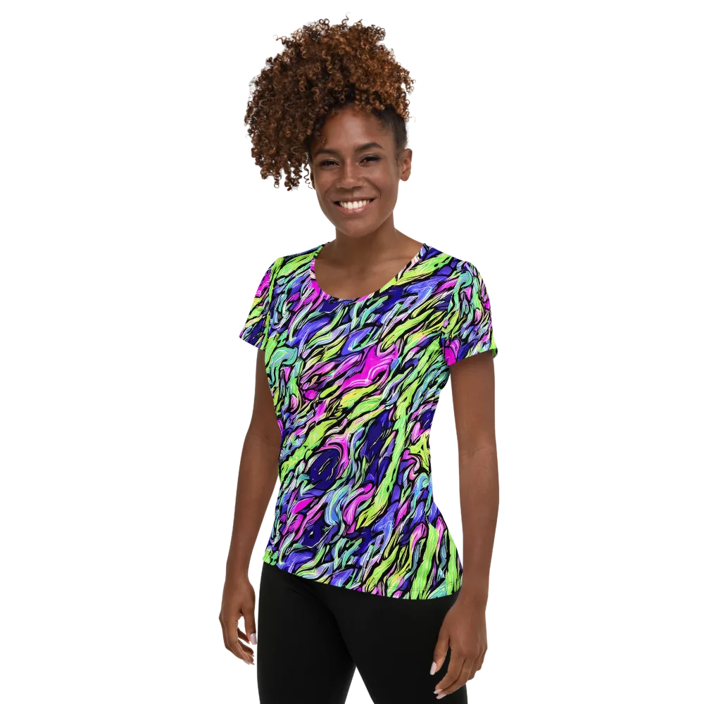 Fluoro Current on Women's Athletic T-Shirt — Left