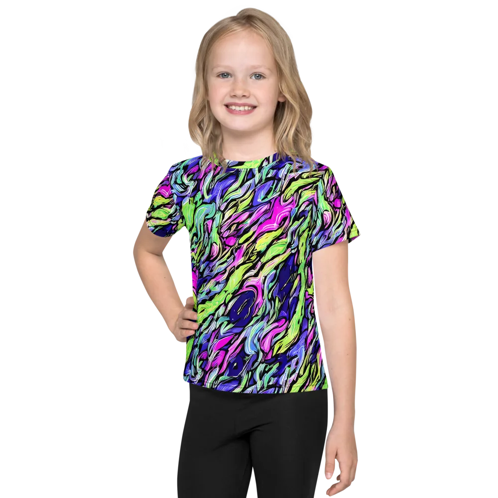 Fluoro Current on Kids Crew Neck T-Shirt — Front