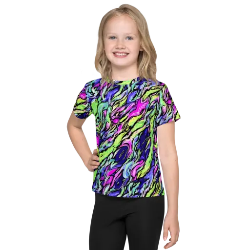 Fluoro Current on a Kids Crew Neck T-Shirt