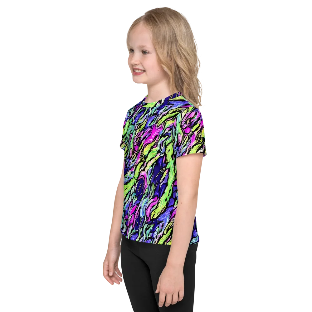 Fluoro Current on Kids Crew Neck T-Shirt — Left