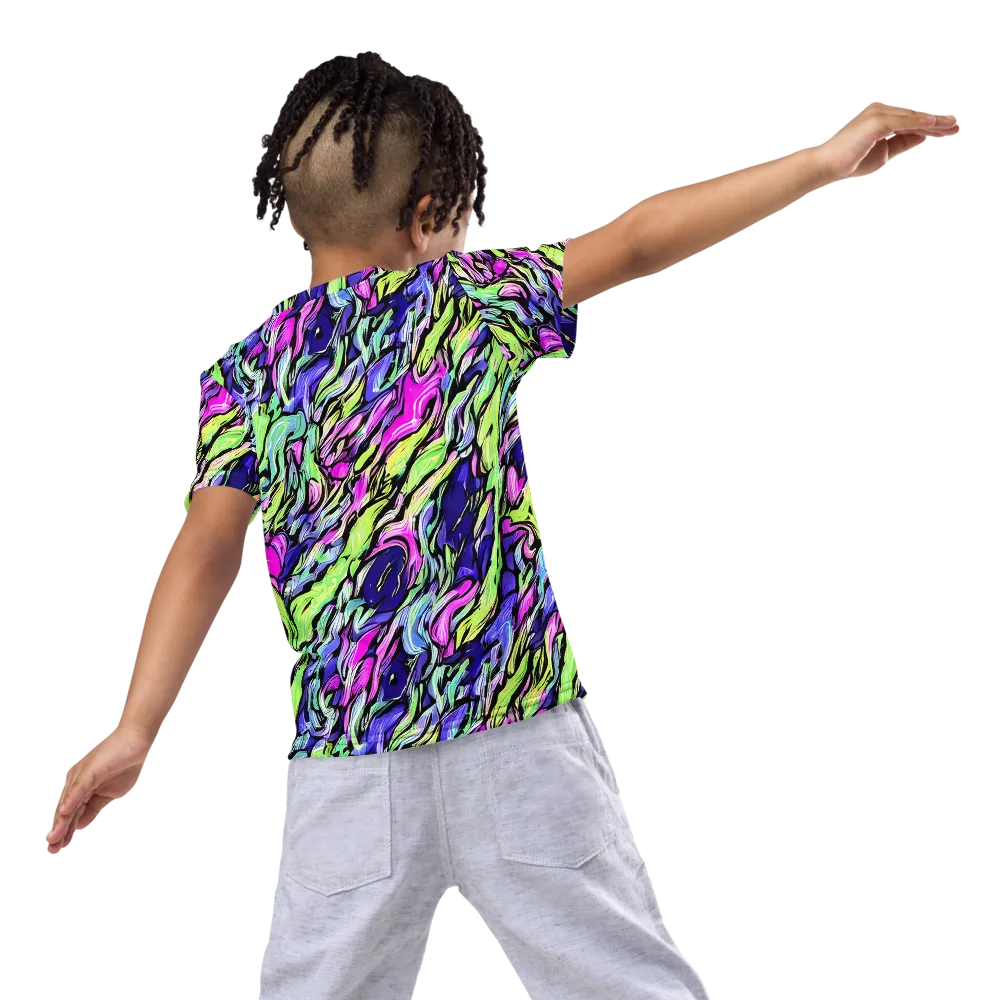 Fluoro Current on Kids Crew Neck T-Shirt — Back