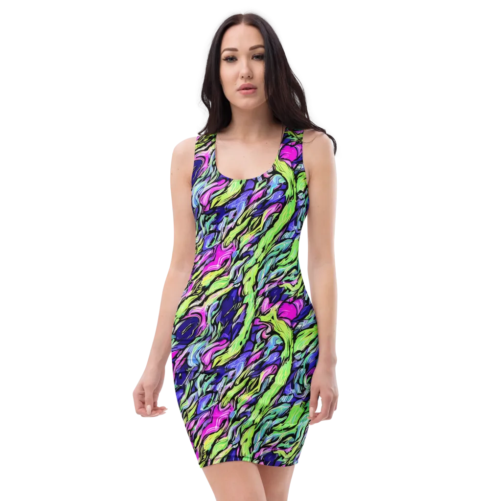 Fluoro Current on Bodycon Dress — Front