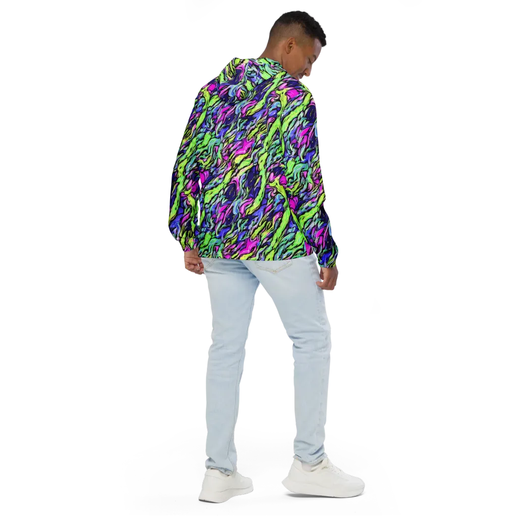 Fluoro Current on Men's Windbreaker — Back