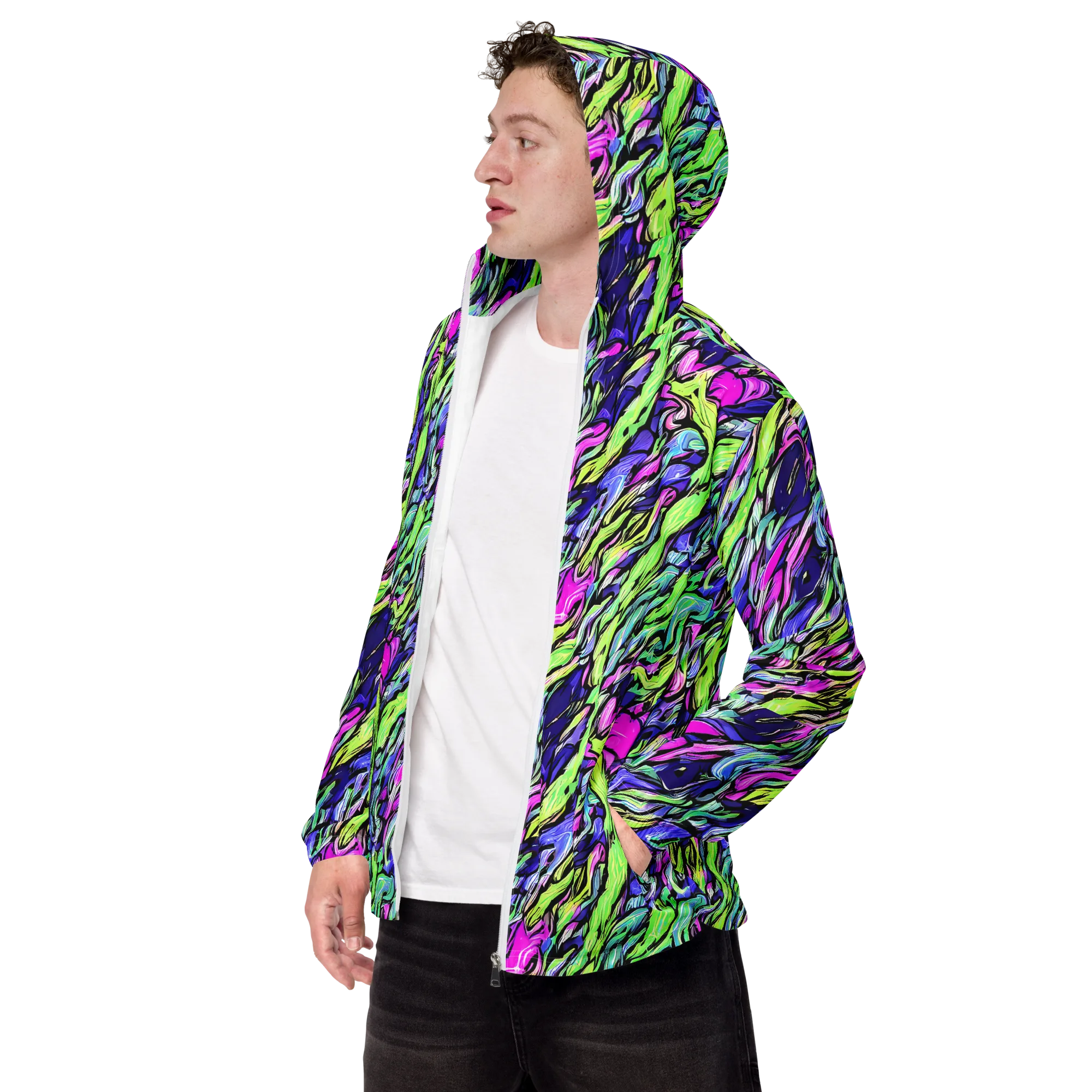 Fluoro Current on Men's Windbreaker — Left Front