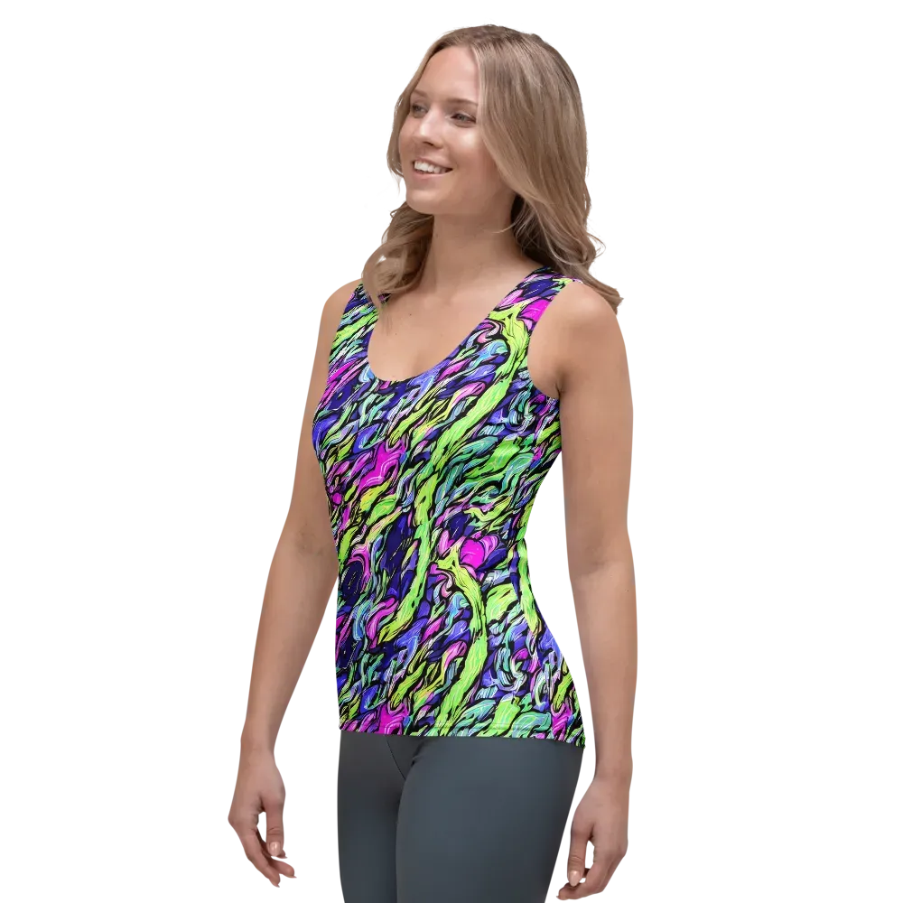 Fluoro Current on Women's Tank Top — Left Front