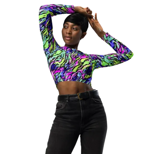 Fluoro Current on a Long Sleeve Crop Top