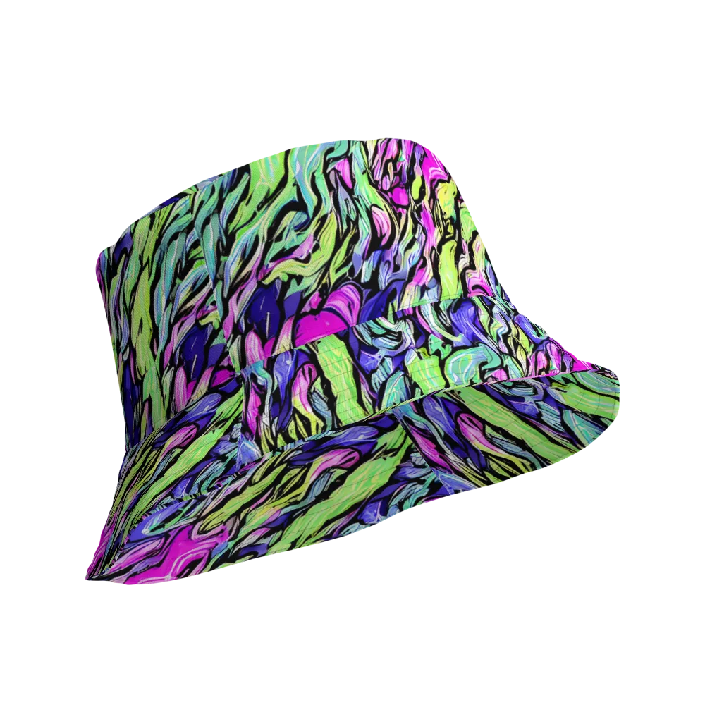 Fluoro Current on Reversible Bucket Hat — Product details Outside
