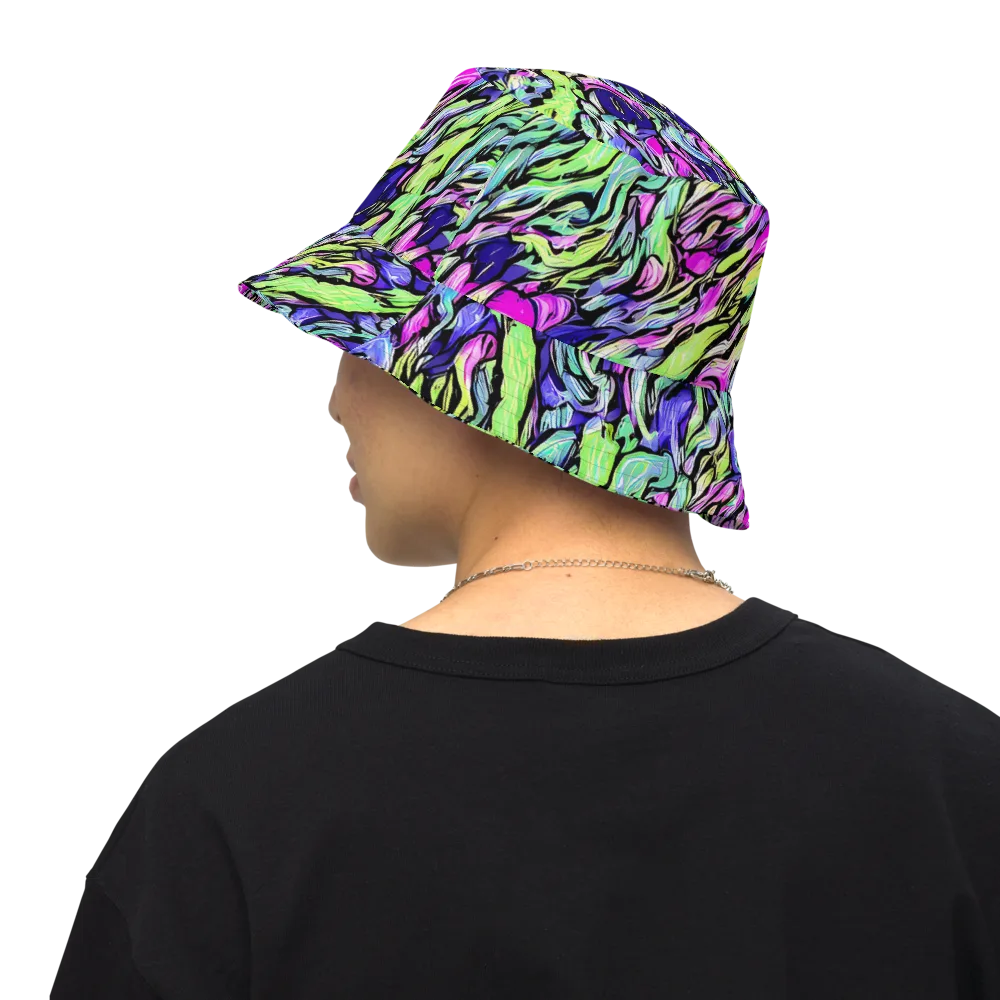 Fluoro Current on Reversible Bucket Hat — Back Inside