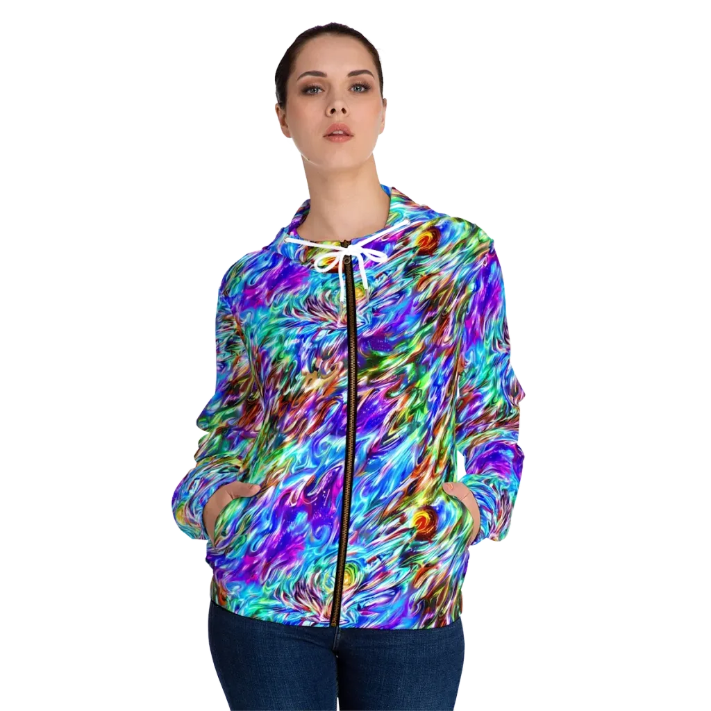 Faini Whirlwind on Women's Full-Zip Hoodie — Front On Person